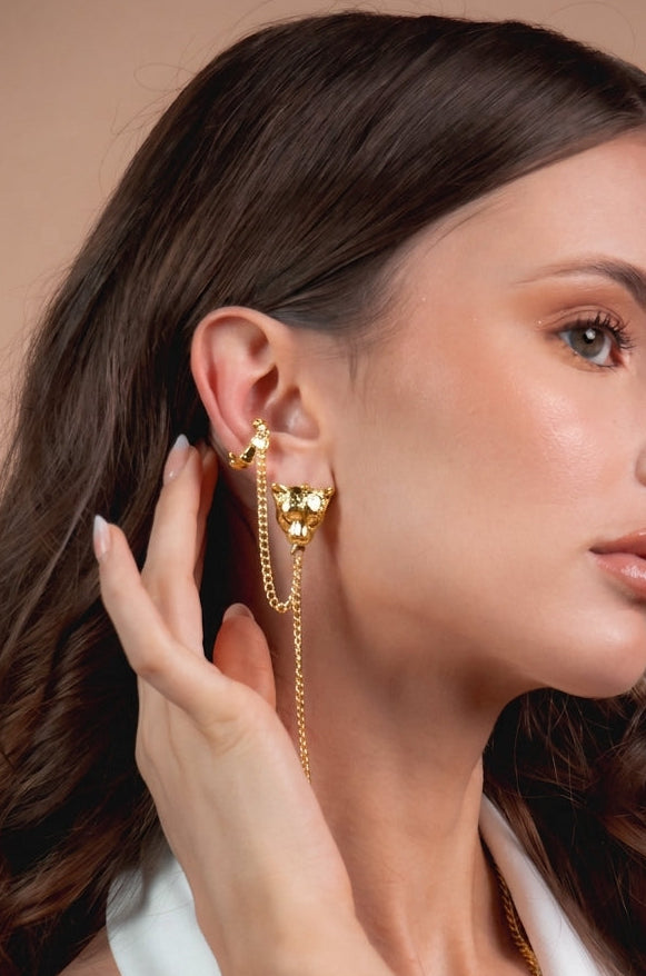 Earcuff solitario tigre deluxe dorado