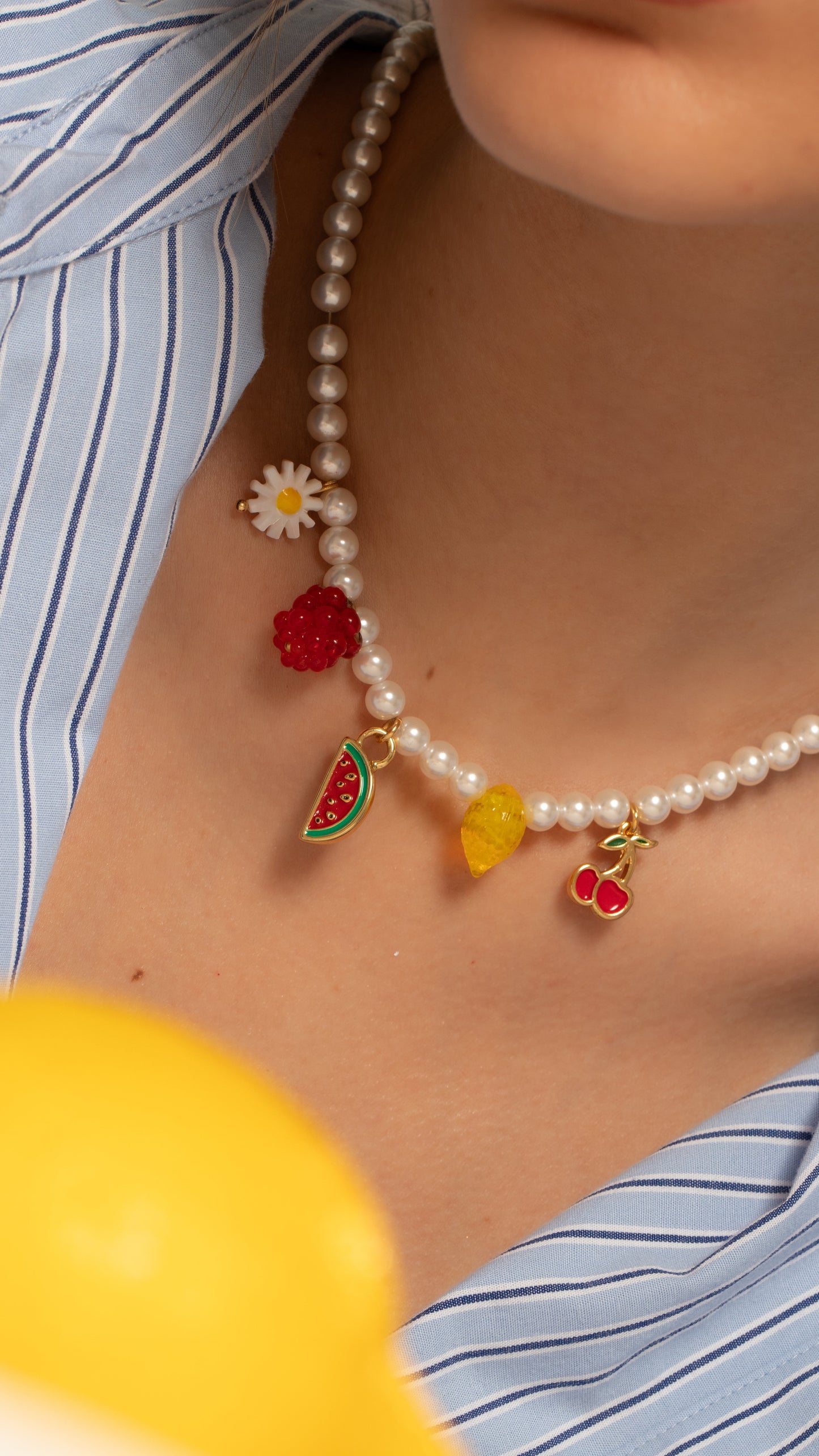 Collar Multicharms Frutas + Aretes