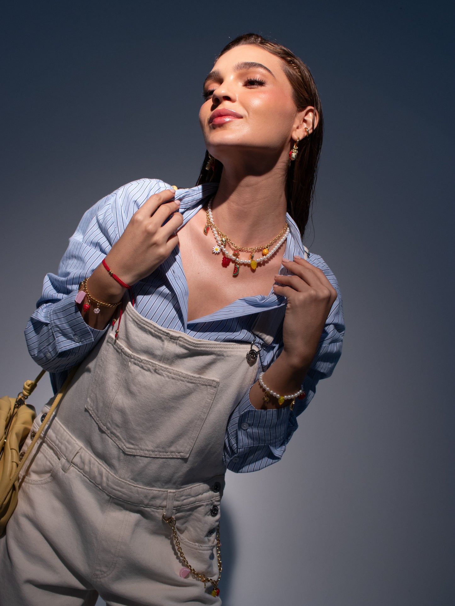 Collar Multicharms Frutas + Aretes
