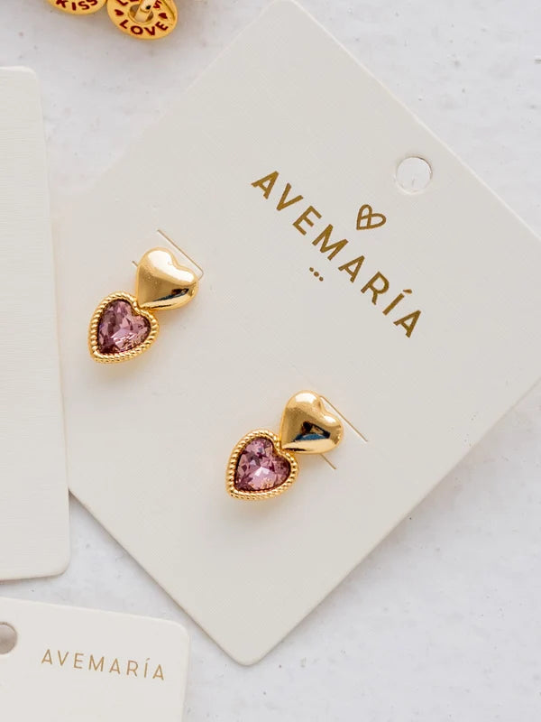 Aretes duo corazón cristal
