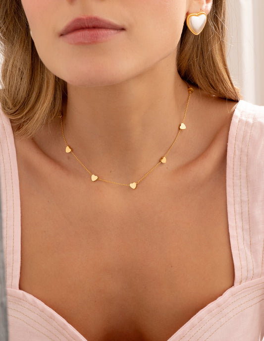 Choker Mini Corazón dorado + Aretes