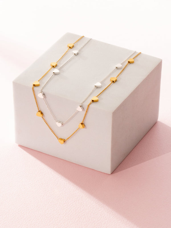 Choker Mini Corazón silver + Aretes