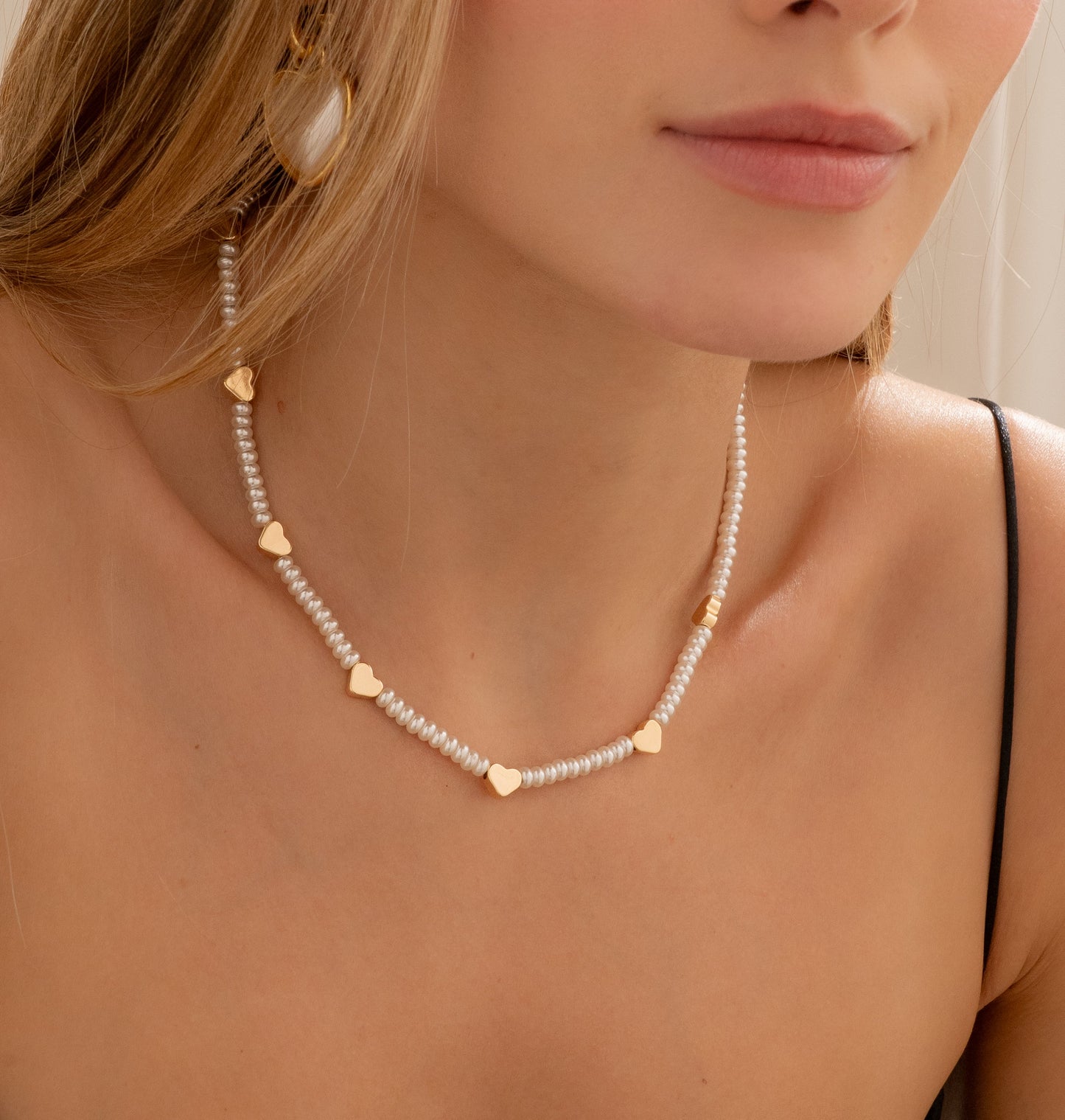 Choker Perla Corazón+ Aretes
