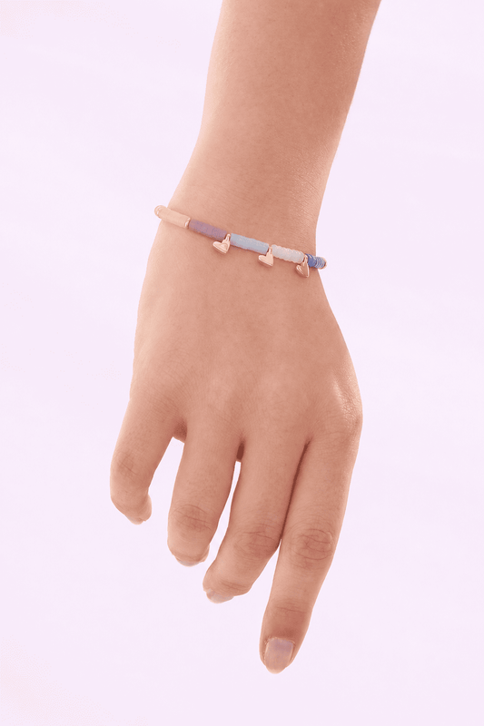 Set Pulsera Colores Ángeles con Corazones + Aretes