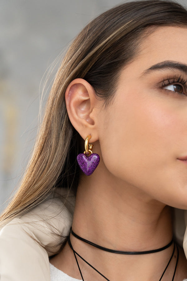 Candongas Doradas 2 En 1 Escarcha mora