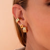 Set De 1 Par de Candongas  + 1 Par de Topos + 1 Earcuff gold