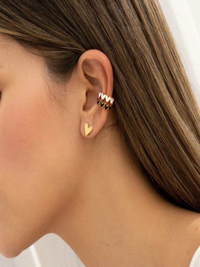 Set De 1 Par de Topos y 2 Earcuff negro y blanco