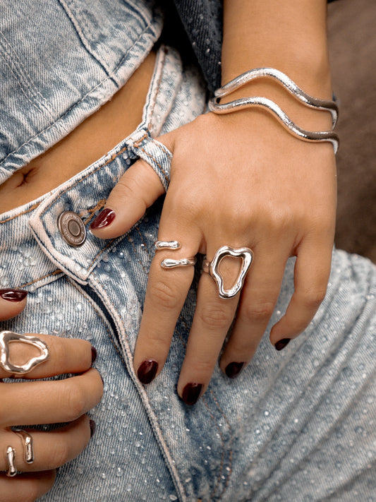 Set X2 Anillos Silueta Amorfa By Issa Vásquez talla 7