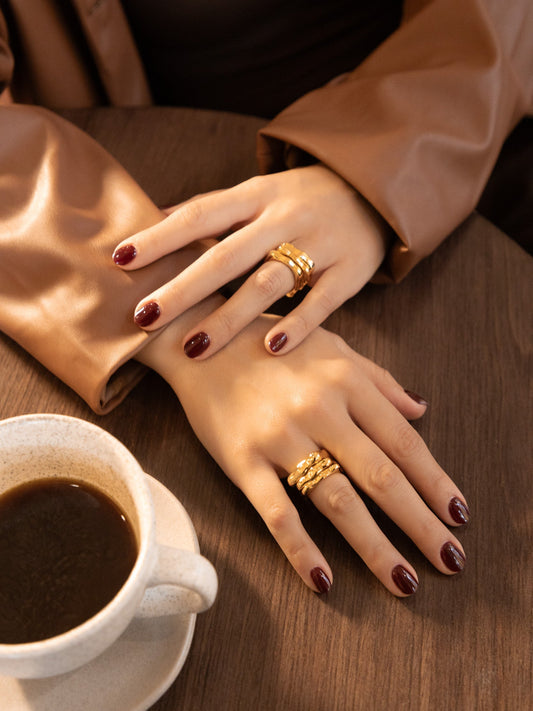 Set X3 Anillos Ondas By Issa Vásquez talla 7