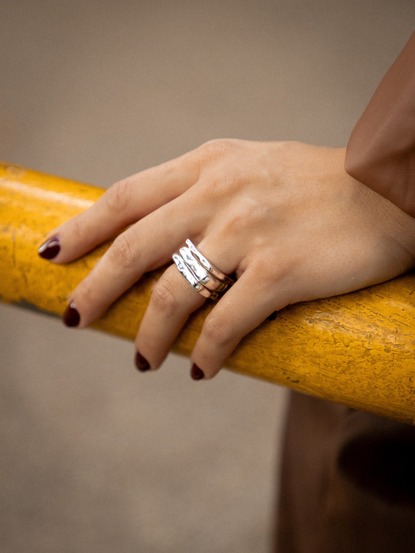 Set X3 Anillos Ondas By Issa Vásquez talla 7