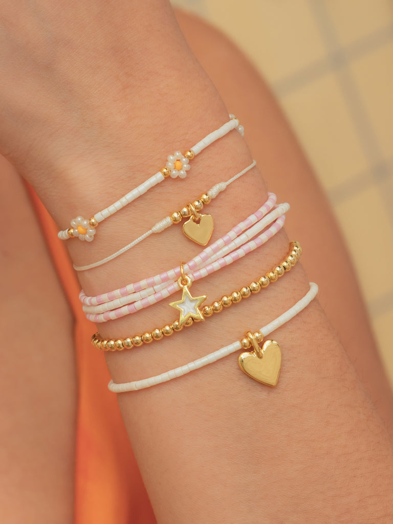 Set X5 Pulseras Margaritas + Aretes
