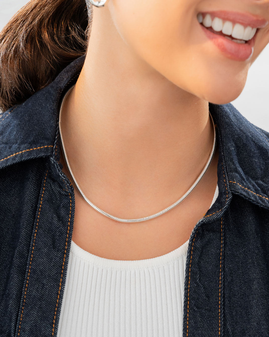 Collar  Cadena Snake Plata