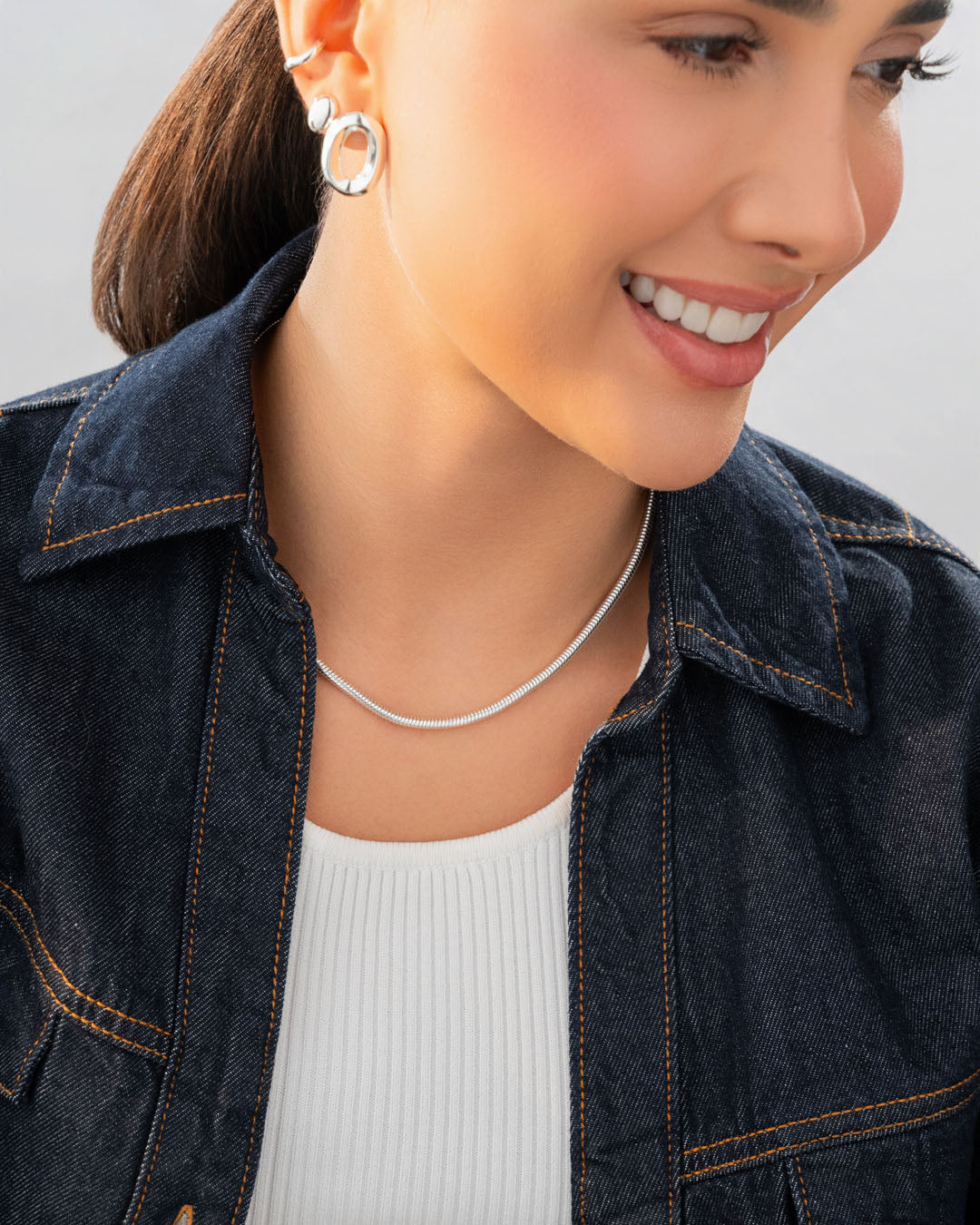 Collar  Cadena Snake Plata