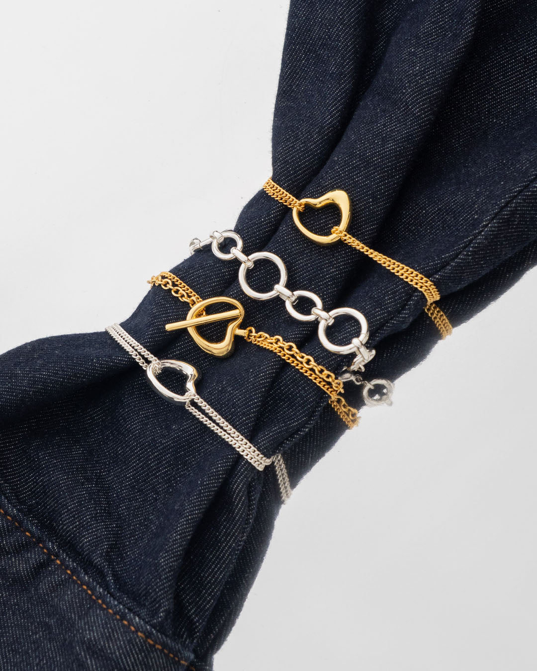 Pulsera + Aretes Corazón Amorfo Plata