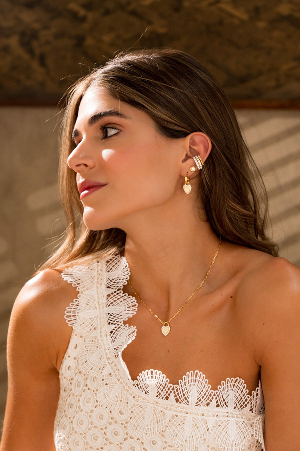 Candongas 2 en 1 Corazón Cristales