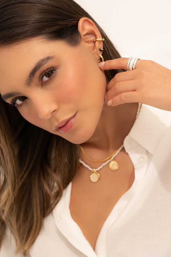 Collar Charms Fase Lunar + Aretes