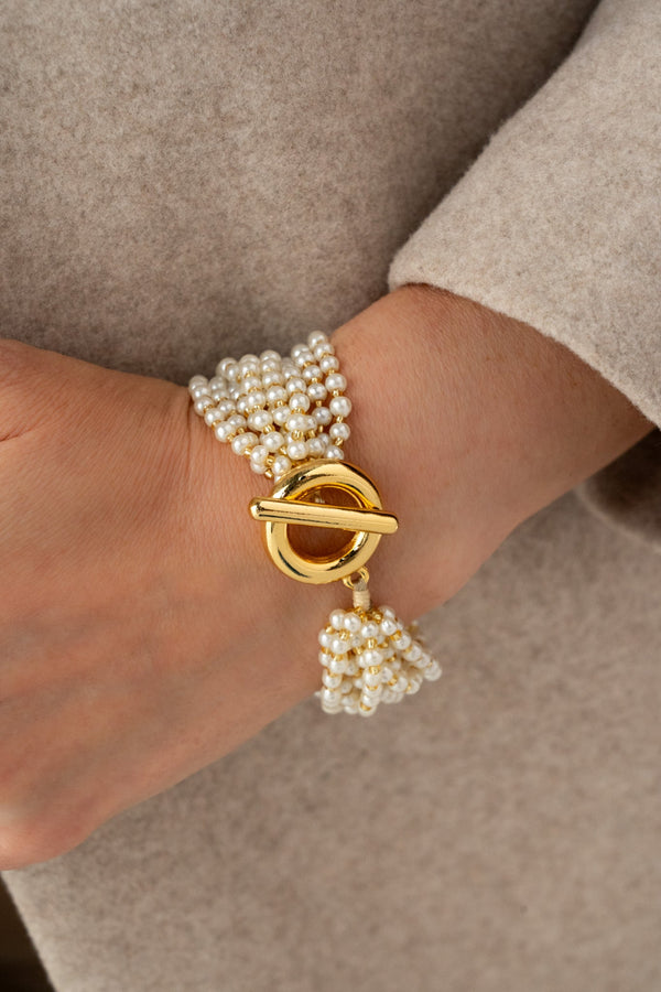 Pulsera Perlas y Broche + Arete