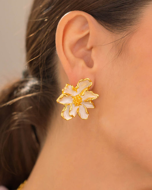 Arete Maxi Flor Perlado