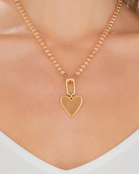 Collar piedra corazón café