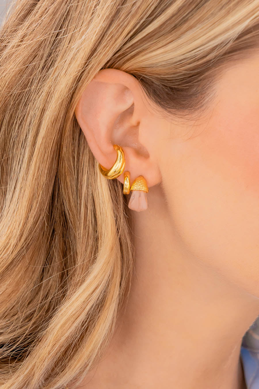 Set X3 Aretes Acrilico Rosa