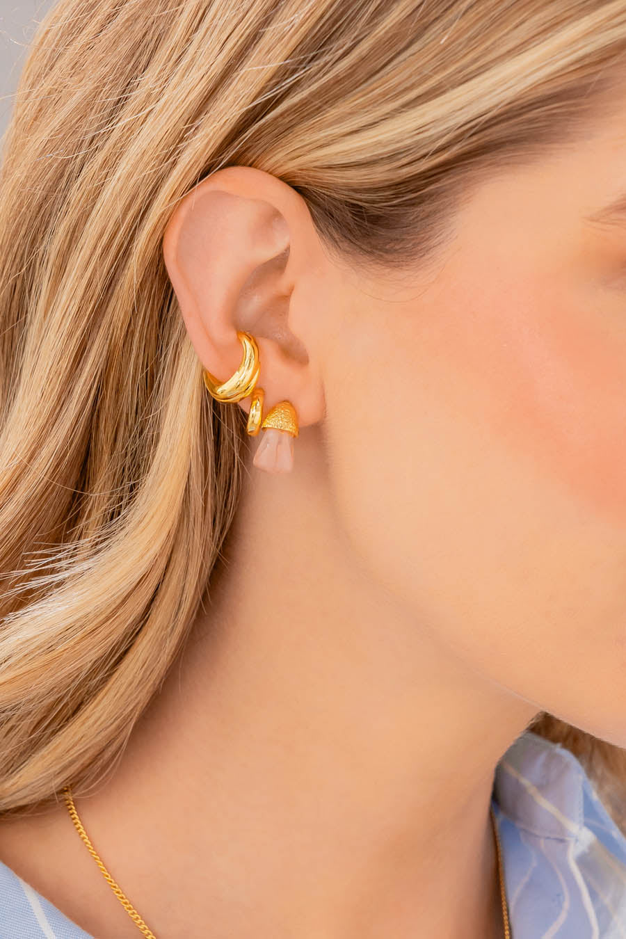 Set X3 Aretes Acrilico Rosa