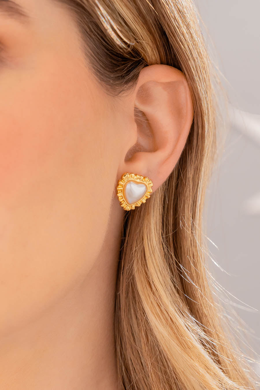 Aretes Corazón Perla Bolero