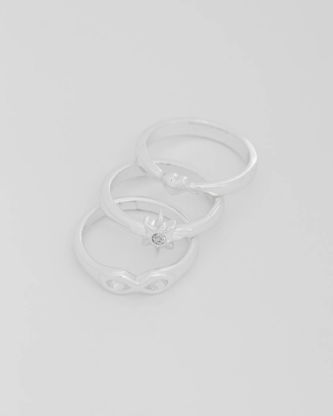 Set X3 Anillos Infinito Plata Talla 7