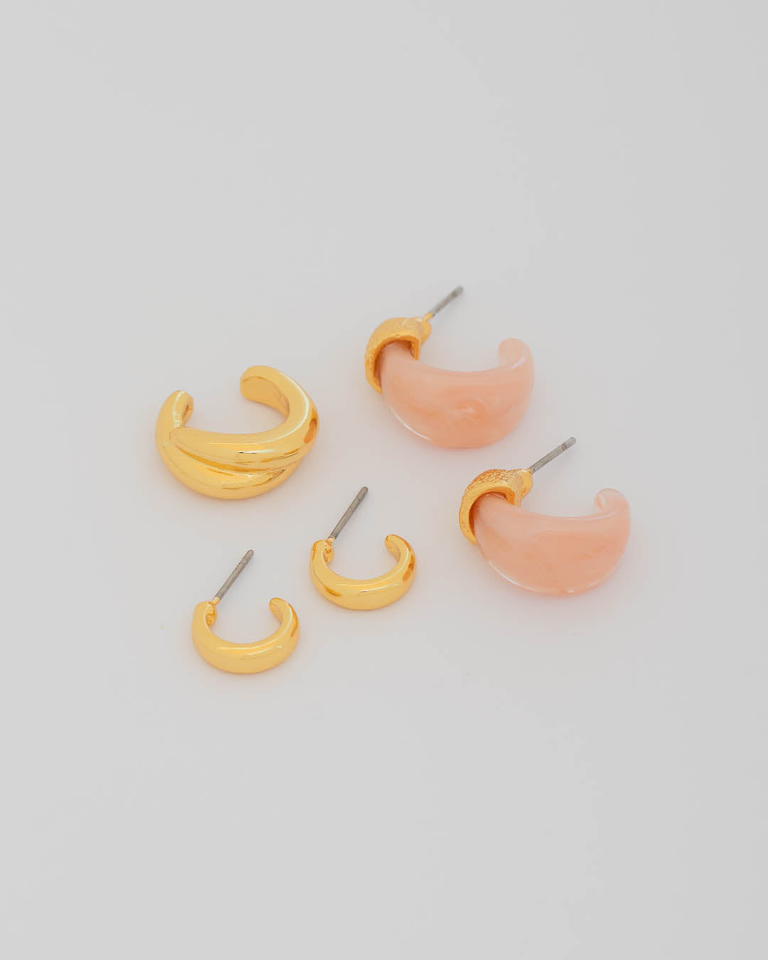 Set X3 Aretes Acrilico Rosa