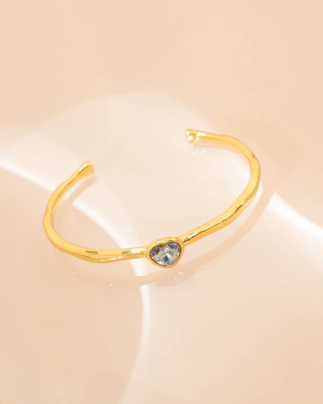 Brazalete Cristal Corazón Azul Oro