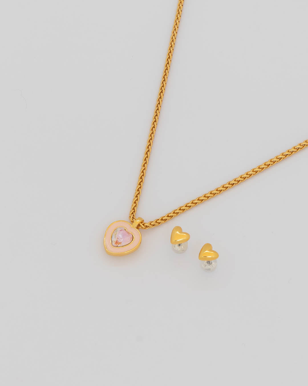 Collar Corazón Cristal Palo Rosa