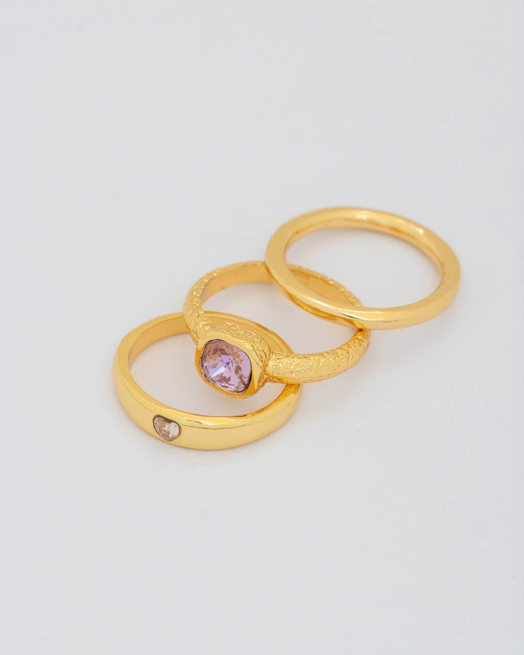 Set X3 Anillos Cristal Lila Talla 8