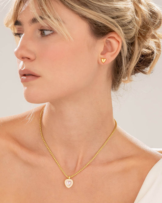 Collar Corazón Cristal Palo Rosa