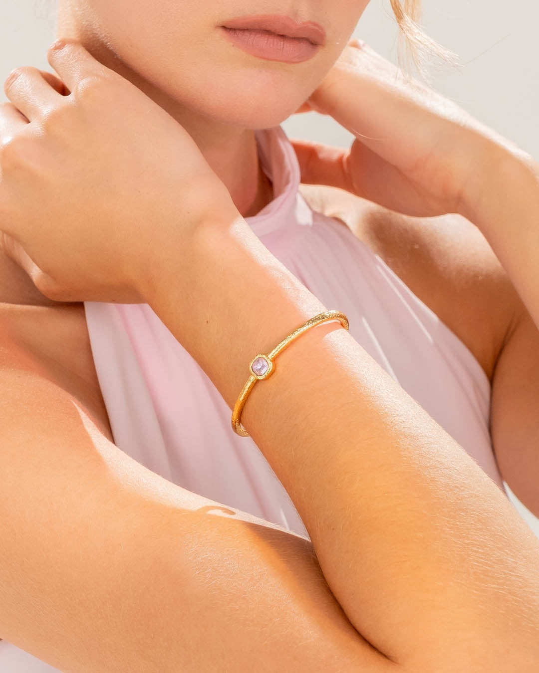 Brazalete Cristal Rosa Textura