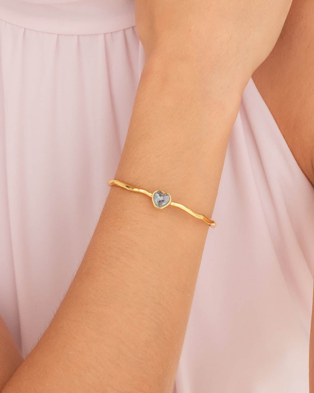 Brazalete Cristal Corazón Azul Oro
