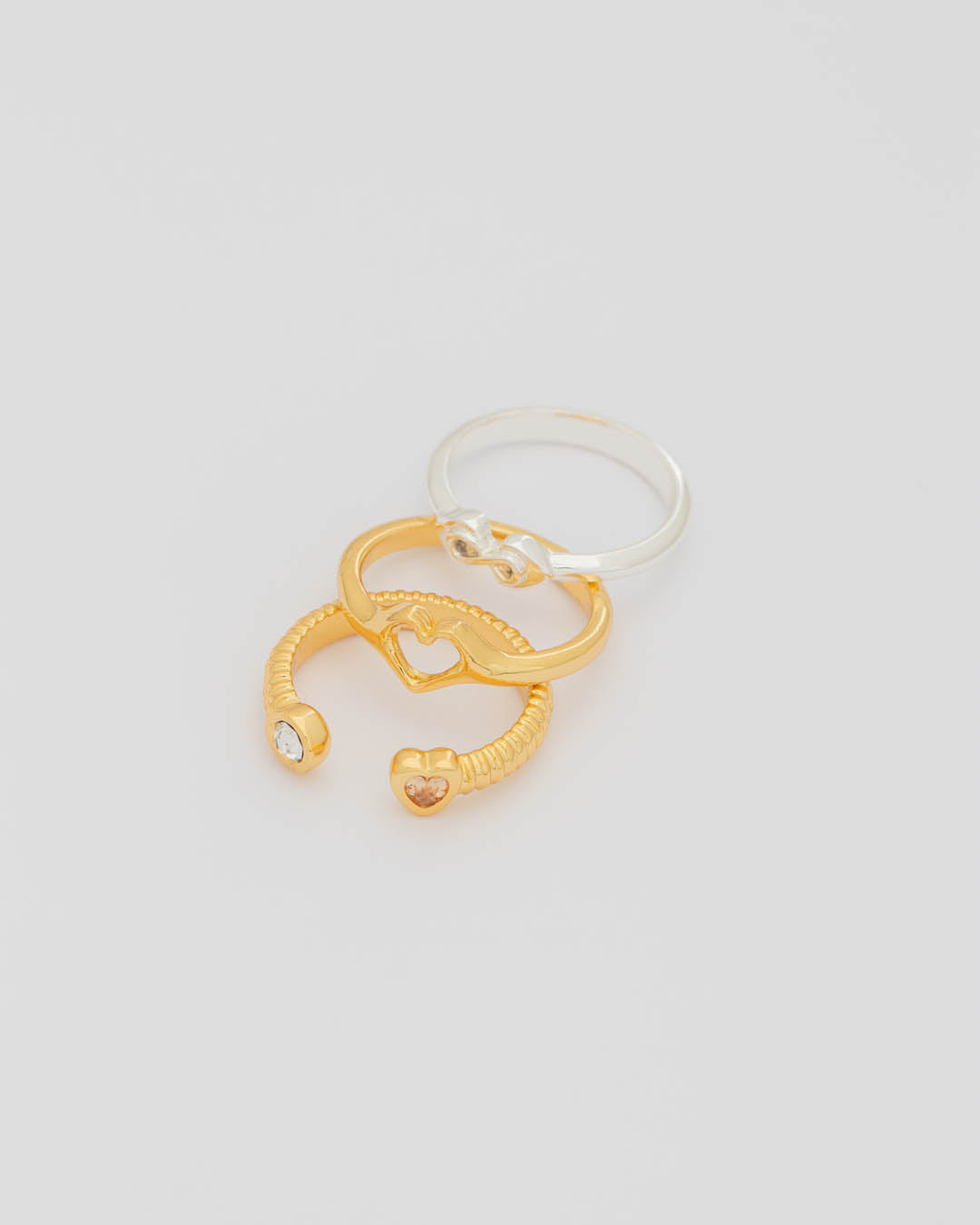 Set X3 Anillos Bicolor Cristal Talla 7