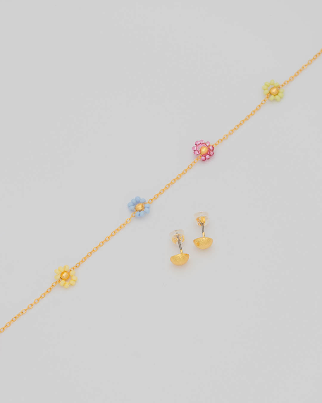 Tobillera Flores Multicolor + Aretes