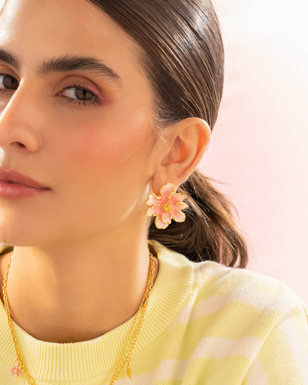 Arete Maxi Flor Rosa