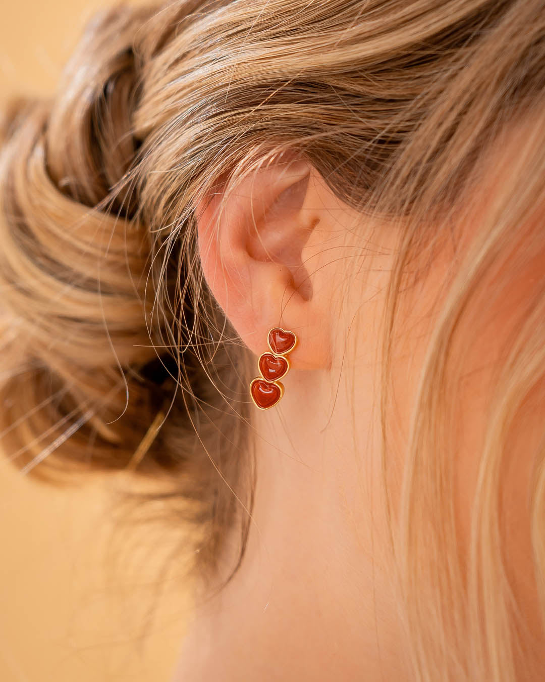 Aretes Corazón Trio Rojo