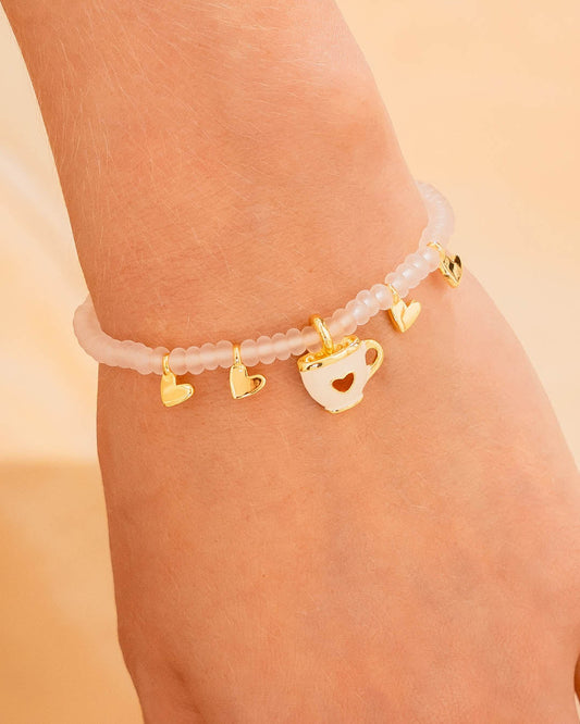 Set Pulsera Taza Mini Corazón + Aretes