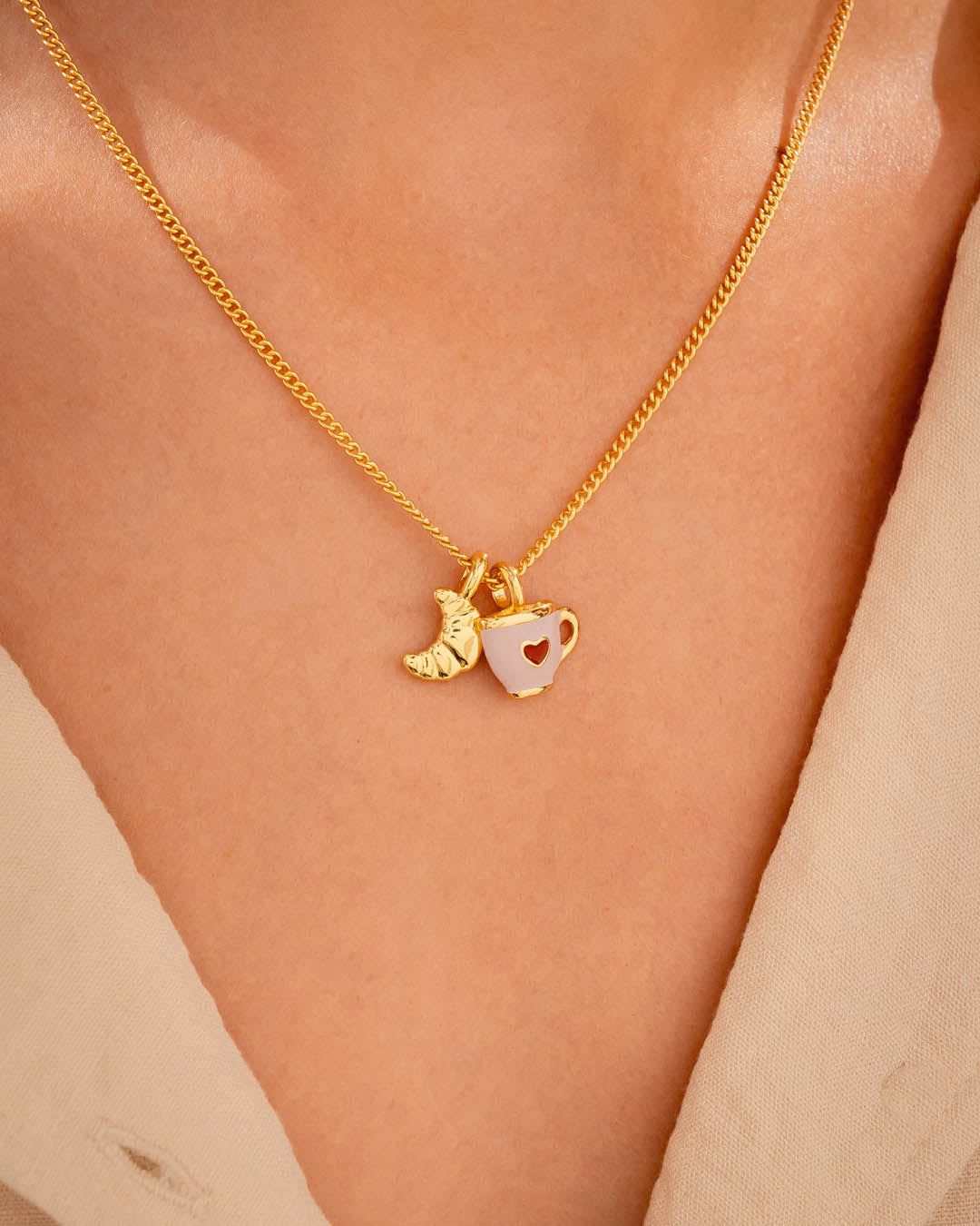 Collar Taza Corazón + Aretes