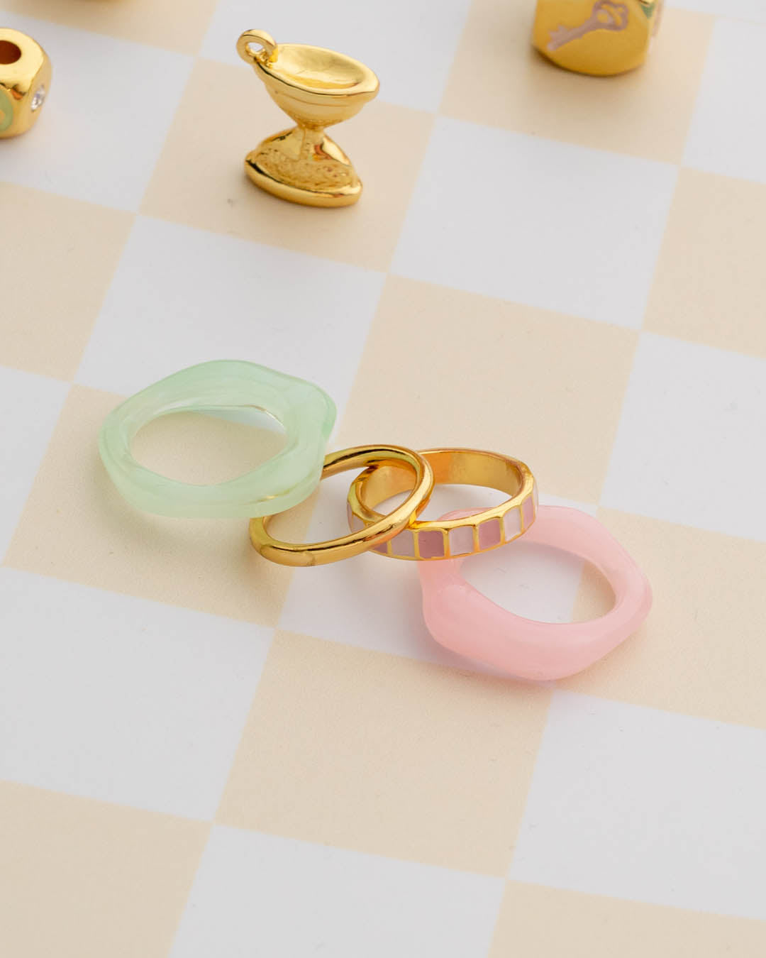 Set X4 Anillos Tablero De Colores