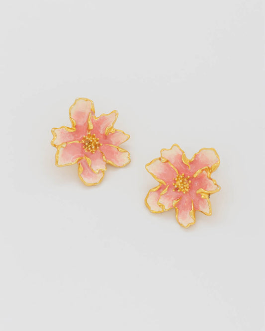 Arete Maxi Flor Rosa