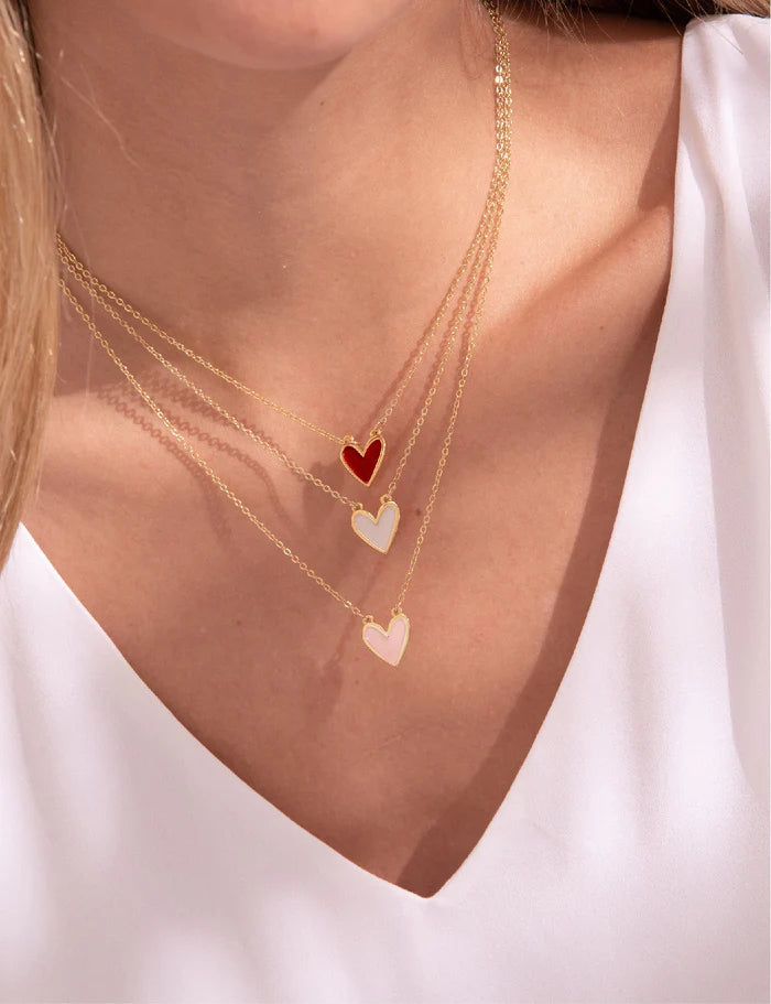 Set Cadena + Aretes Corazón Rojo mini