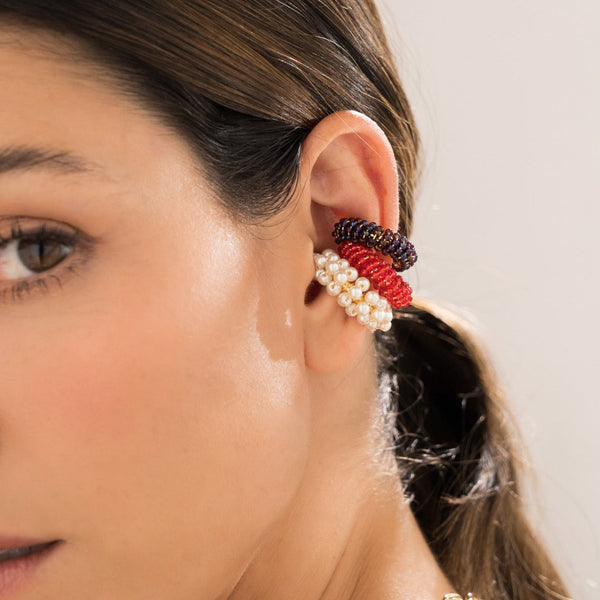 Earcuff Tejido rojo
