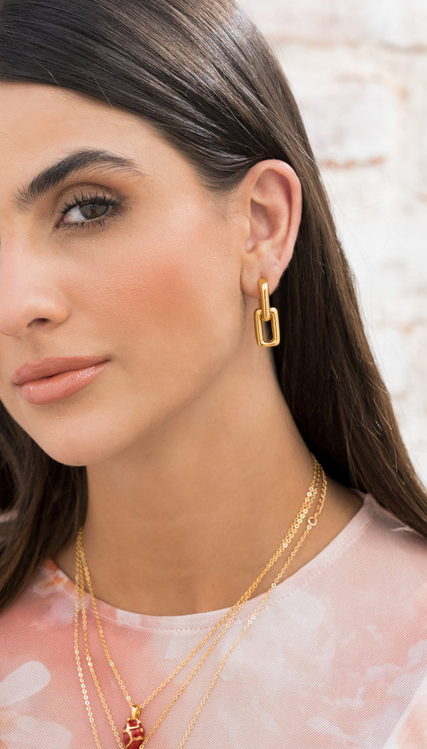Aretes 2 en 1 Rectangular