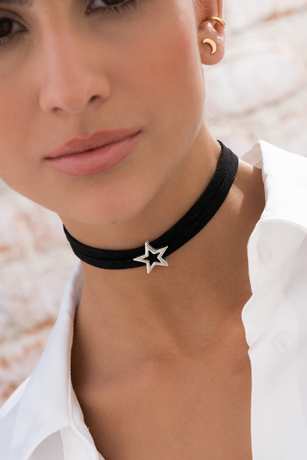 Cuero Estrella silver + Aretes