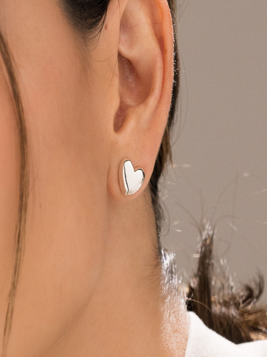 Aretes Corazón Mini Chunky silver