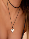 Cuerito Con dije De Corazón silver + Aretes