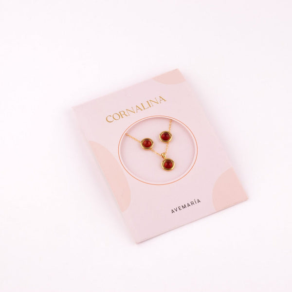 Set Collar Y Aretes De Piedra + Empaque Especial