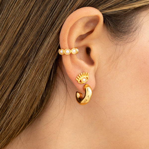 Set De Aretes 1 Par De Candongas 1 Par De Topos Y 1 Earcuff
